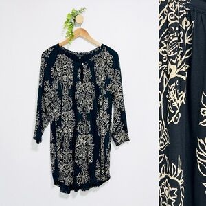 Lucky Brand 100% Viscose Black Boho Blouse